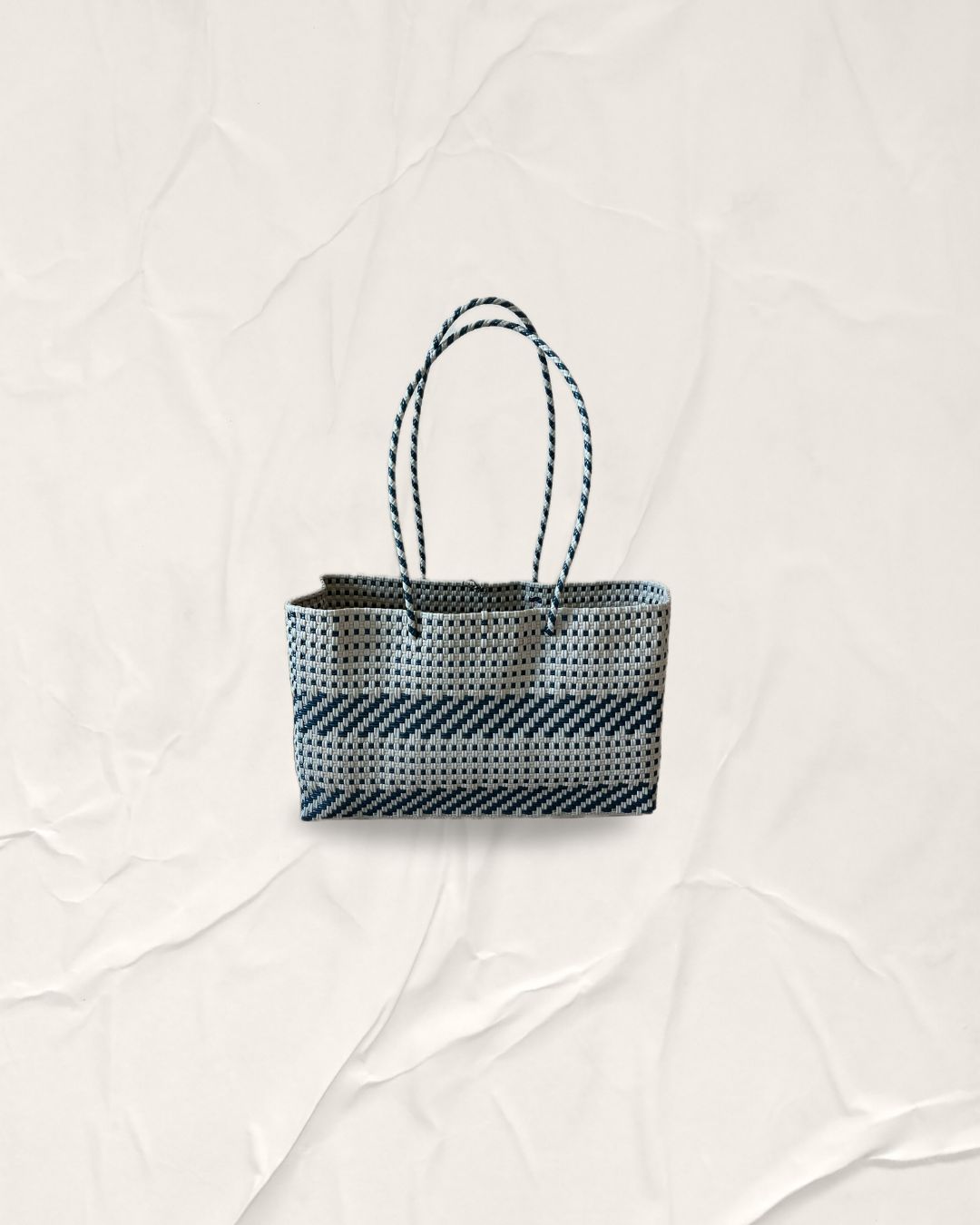 Metallic Denim/Cool Ivory Titik Selaras Bag - Wider Long Handle