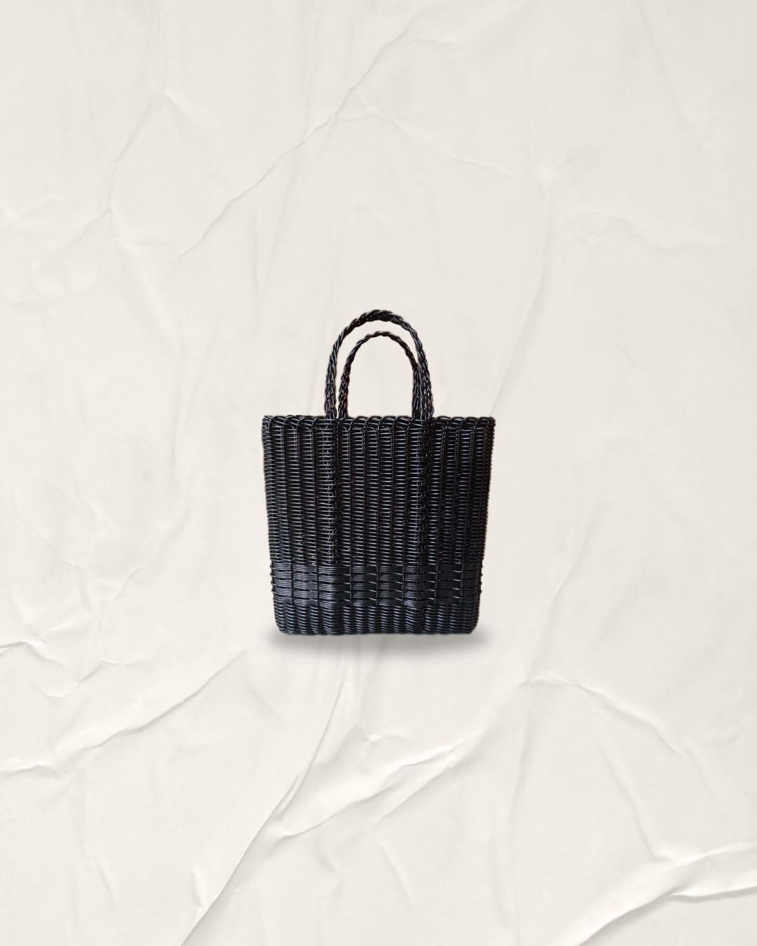 Handmade Anchor Black Irama Bag, size M short handle.