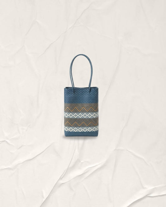 Metallic Denim/Still Bronze/Cool Ivory Kembang Garis Liuk Bag- Square Thin Long Handle