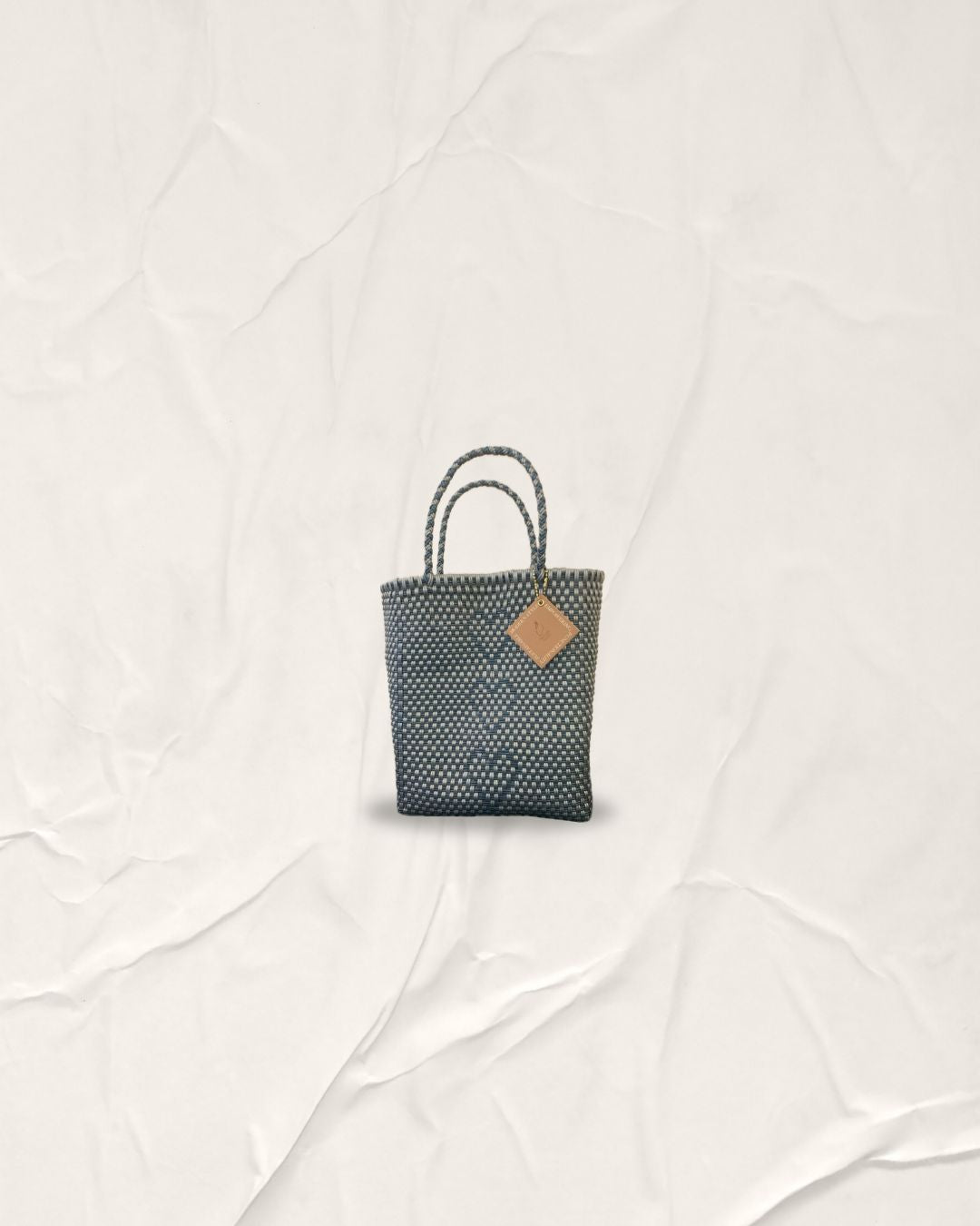 Metallic Denim / Silver Lining Tiga Hati Bag Square Thin Short Handle